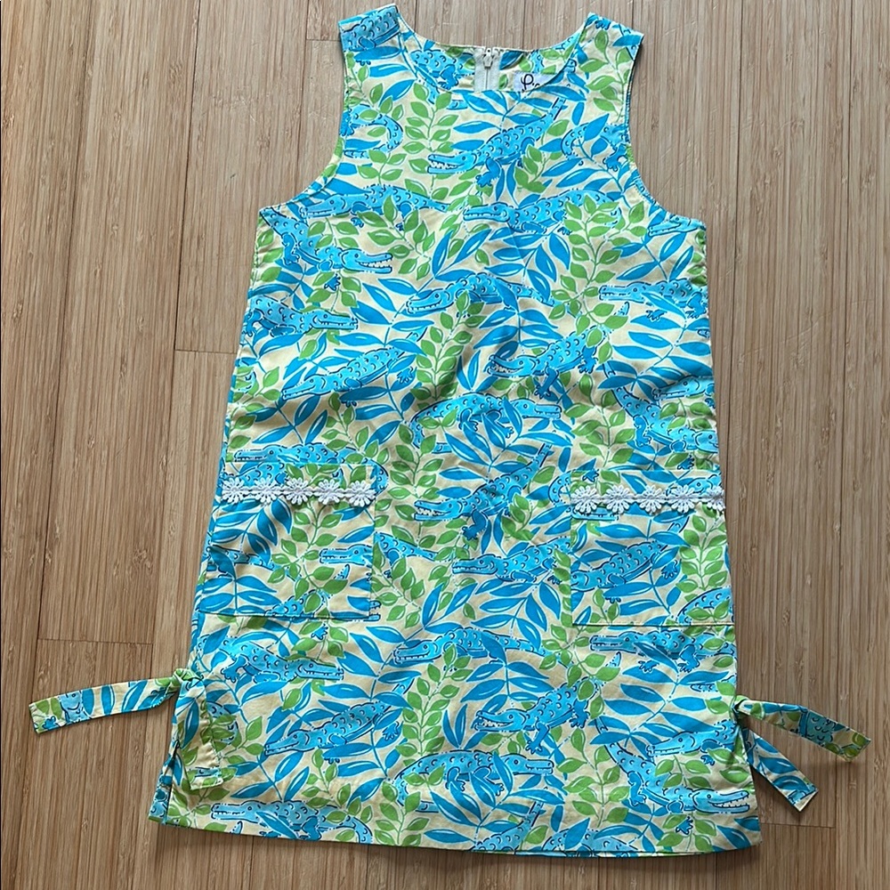 Lilly Pulitzer Blue Green Leaf Print Dress